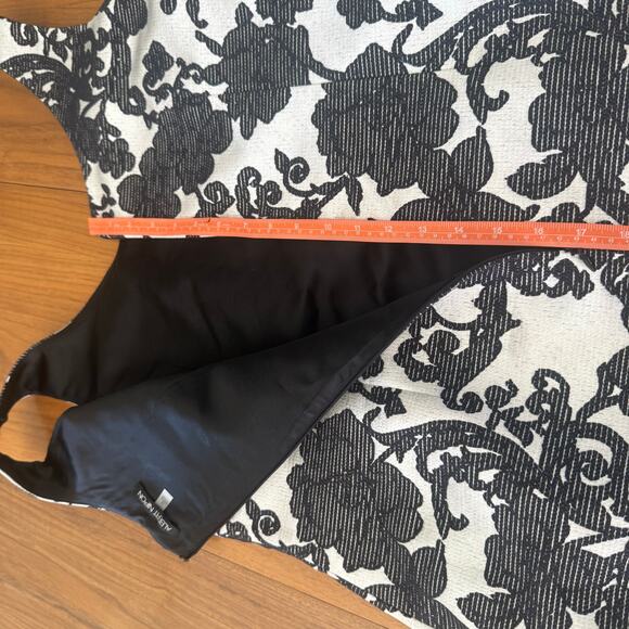 Albert Nipon Size 16 Sheath Dress Jacket Suit Set Black Floral on Silvery White - Picture 10 of 16